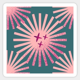 Pink  geometric digital flower pattern by family curios, Sticker